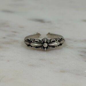 Chrome Hearts Double Floral Baby Cross Silver Ring